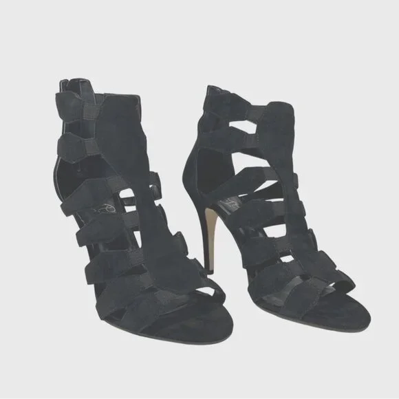 Ivanka Trump Marjory Black Open Toe Caged Booties - Marjory Stretch High-Heel 9M - Picture 2 of 12